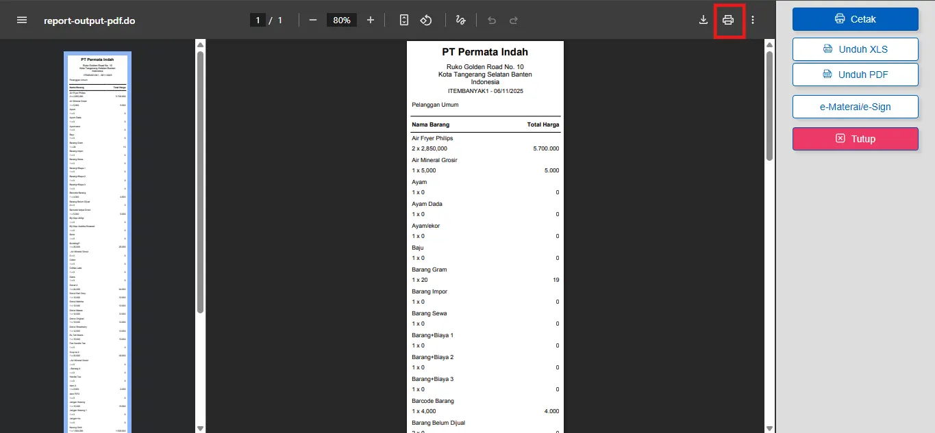 setting printer dot matrix